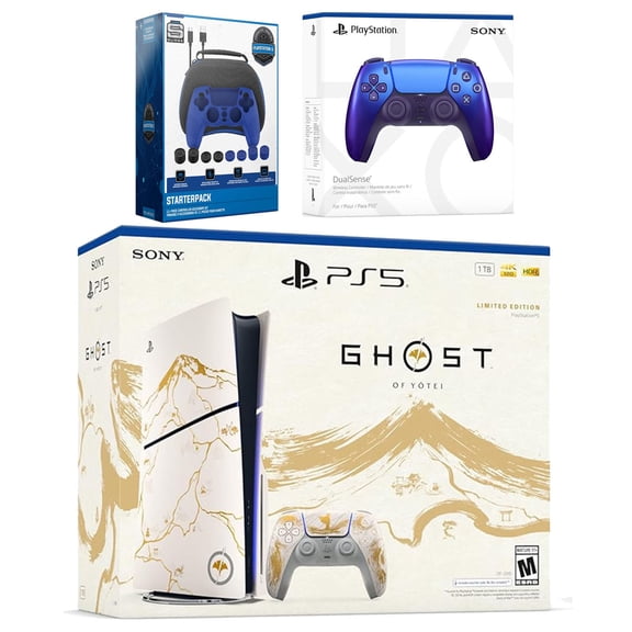 Sony PlayStation 5 Ghost of Yotei Disc Bundle + Extra Controller, Accessory Kit - Chroma Teal