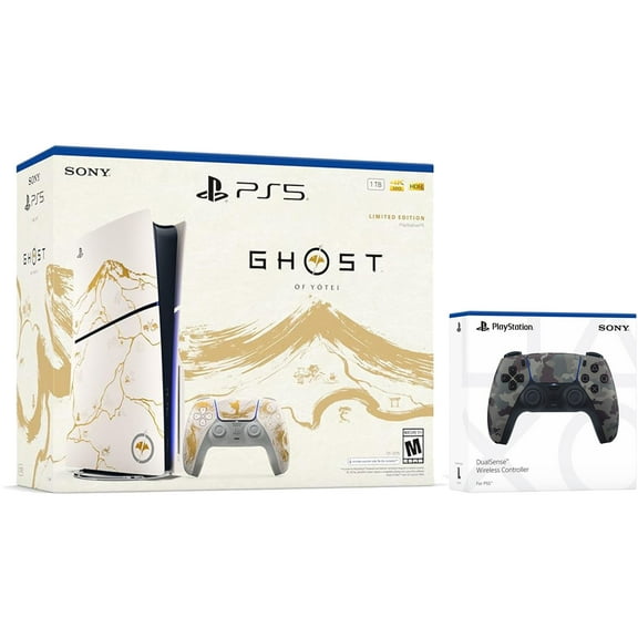 Sony PlayStation 5 Ghost of Yotei Disc Bundle + Extra Controller - Gray Camo
