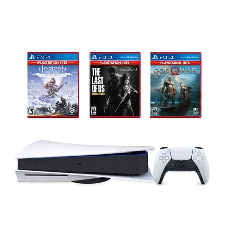 Sony PlayStation 5 Must-Play Games Bundle: Disc Version Console with Wireless Controller with The Last of Us Remastered, God of War & Horizon Zero Dawn
