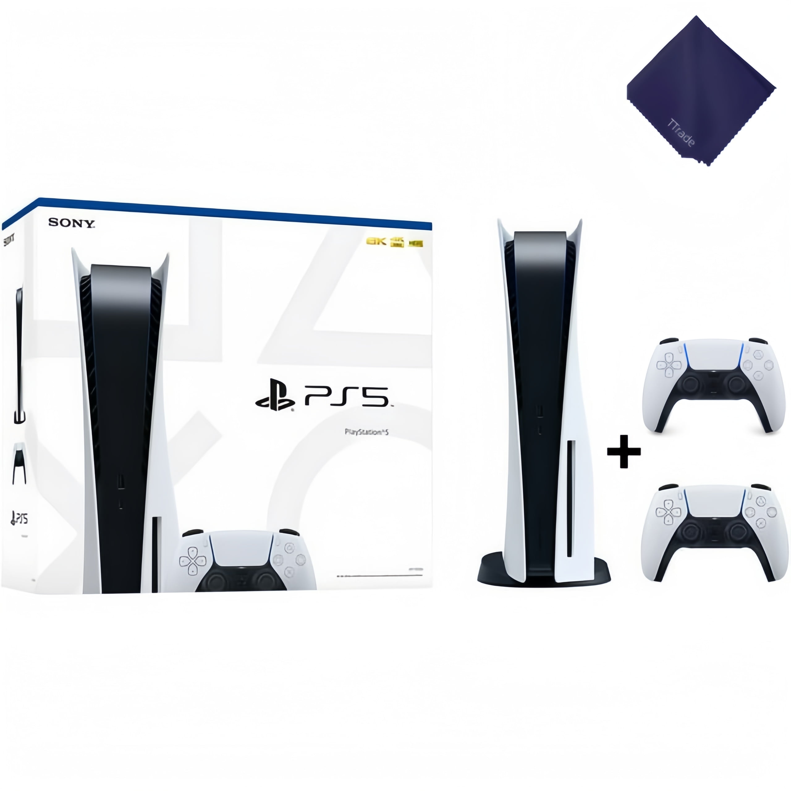 Sony PlayStation_5 PS_5 Gaming Console (Disc Version) with Extra DualSense Wireless Controller - Ultra HD Blu-ray, 4K Gaming, White