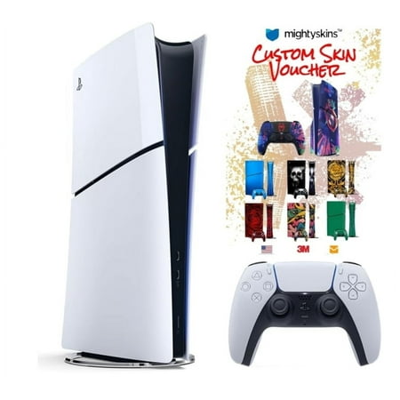 Sony PlayStation 5 (PS5) Disc Free Digital Console Slim Edition W/ Mighty skins Custom Skin Code Voucher - Bundle