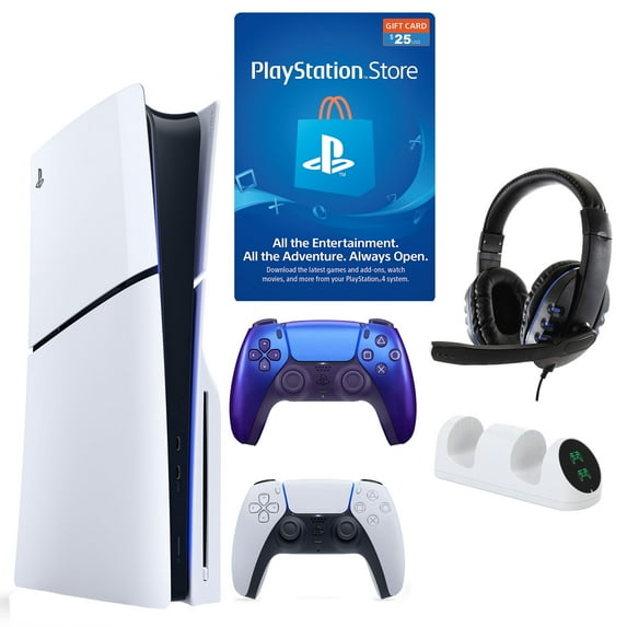 Sony PlayStation 5, PS5 with $25 PSN, Extra Controller & Accessories