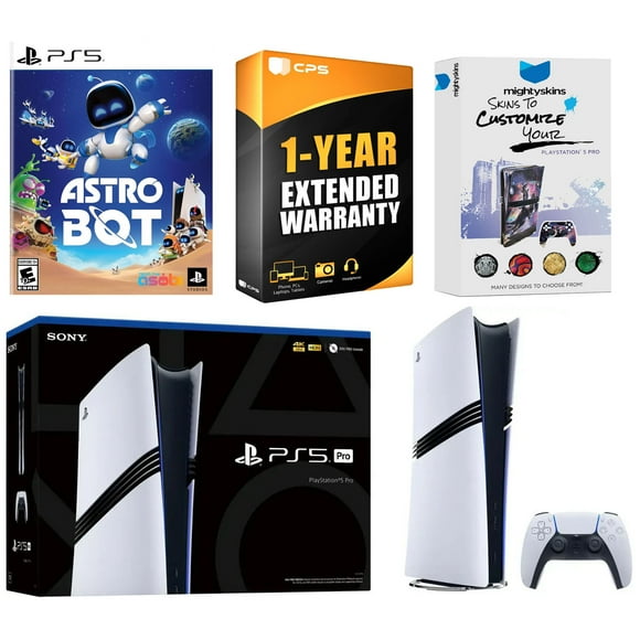 Sony PlayStation 5 Pro Digital Bundle with Astro Bot Game, MightySkins Code and 1 Year Extended Warranty