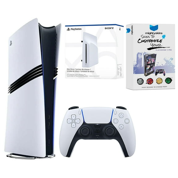 Sony PlayStation 5 Pro Digital Bundle with Disc Drive, Vertical Stand and MightySkins Voucher