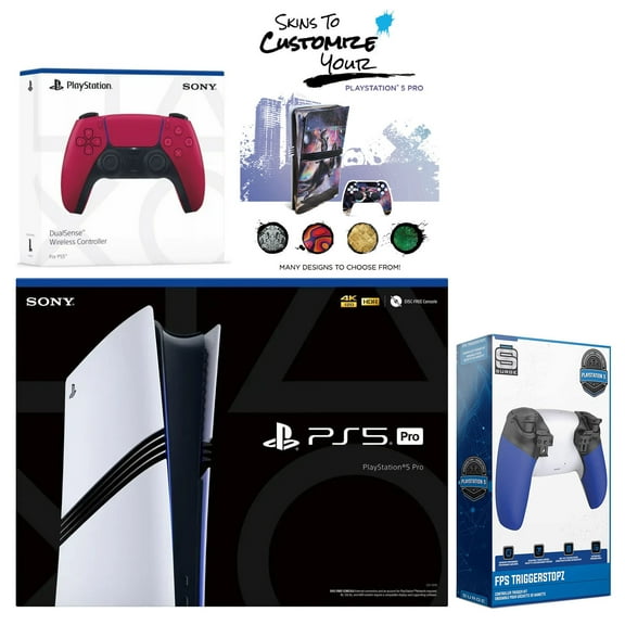 Sony PlayStation 5 Pro with Extra Cosmic Red Controller, Trigger Stop Kit and MightySkins Decal Voucher