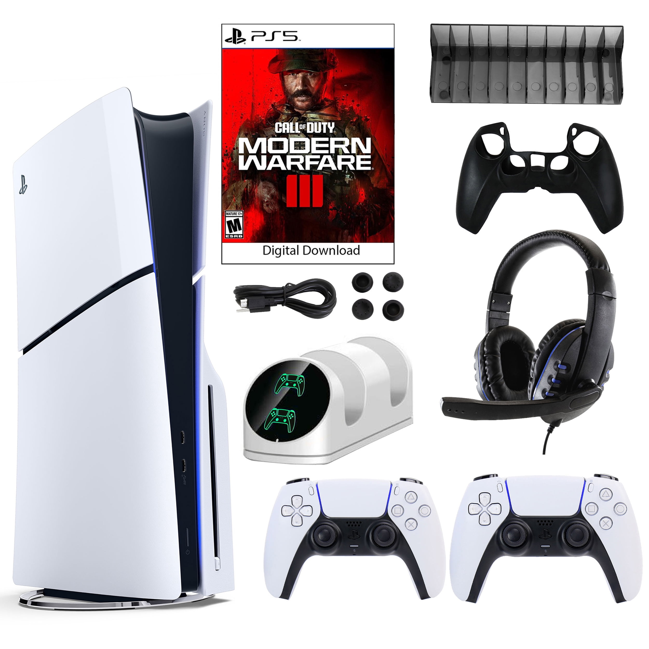 Sony PlayStation 5 Slim Call of Duty: Modern Warfare III Slim Console with  Extra White Dualsense Controller and Accessories Kit 
