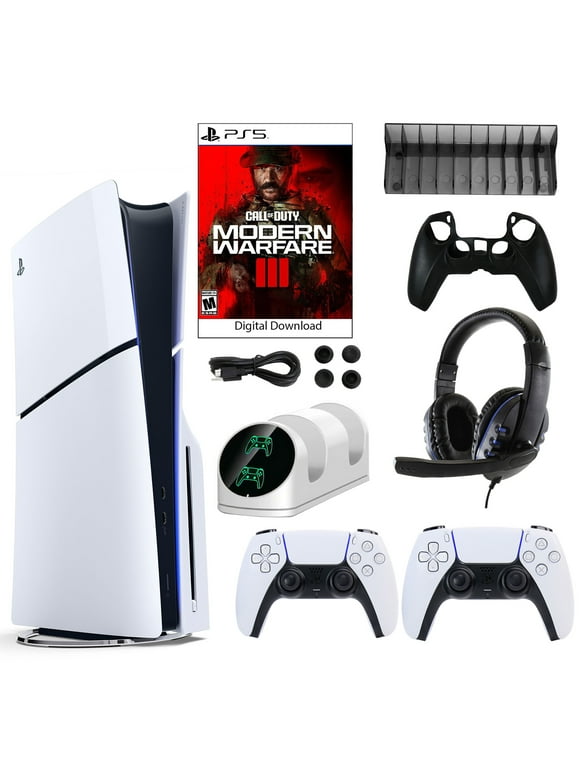 Sony PlayStation 5 Slim Call of Duty: Modern Warfare III Slim Console with Extra White Dualsense Controller and Accessories Kit