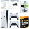 thumbnail image 1 of Sony PlayStation 5 Slim Digital Bundle with Disc Drive, Extra Controller, Vertical Stand, MightySkins Game Collection Services and 1 Year Extended Warranty - Glacier White, 1 of 4