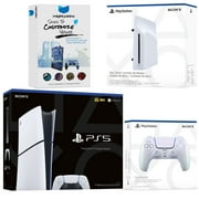 Sony PlayStation 5 Slim Digital Bundle with Disc Drive, Extra Controller and MightySkins Code - Chroma Pearl