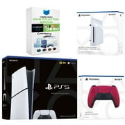 Sony PlayStation 5 Slim Digital Bundle with Disc Drive, Extra Controller and MightySkins Game Collection - Cosmic Red