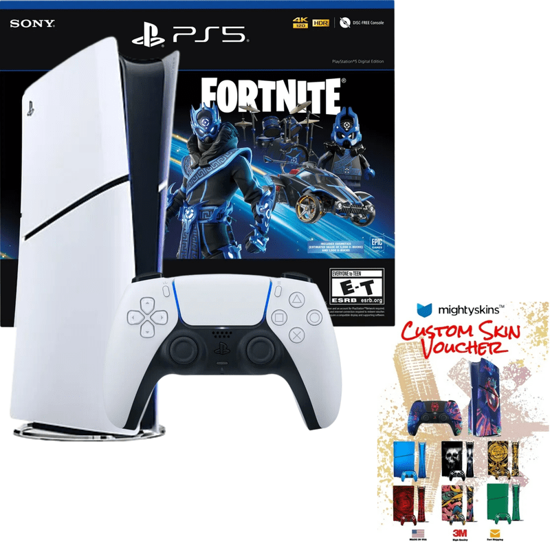 Sony PlayStation 5 Slim Digital Fortnite Cobalt Star Bundle and MightySkins Decal Voucher