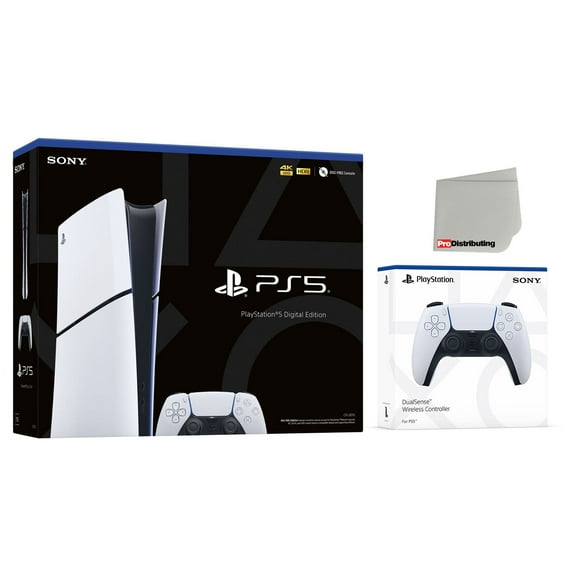 Sony PlayStation 5 Slim Digital PS5 Video Game Console with Extra White Controller