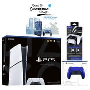 Sony PlayStation 5 Slim Digital PS5 with Extra Cobalt Blue Controller, Dual Charging Dock and MightySkins Voucher Bundle