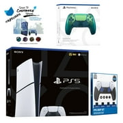 Sony PlayStation 5 Slim Digital with Extra Chroma Teal Controller, FPS Grip Kit and MightySkins Decal Voucher