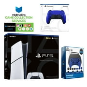 Sony PlayStation 5 Slim Digital with Extra Cobalt Blue Controller, Pro Gamer Starter Kit and MightySkins Game Pack Code
