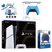 Sony PlayStation 5 Slim Digital with Extra Starlight Blue Controller, Pro Gamer Starter Kit and MightySkins Decal Voucher