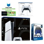 Sony PlayStation 5 Slim Digital with Extra White Controller, Pro Gamer Starter Kit and MightySkins Game Pack Code