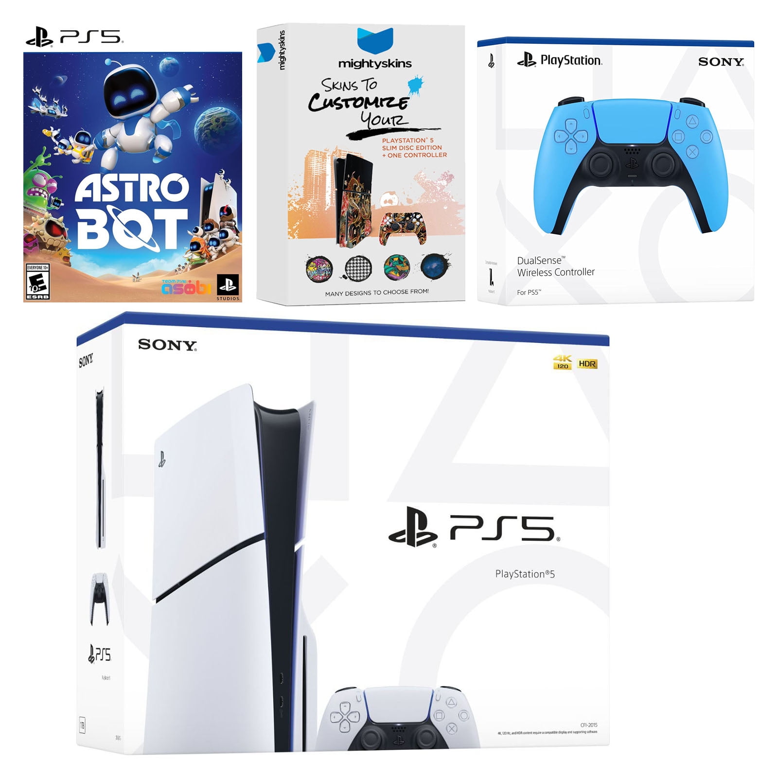 Sony PlayStation 5 Slim Disc Bundle with Astro Bot Game, MightySkins ...