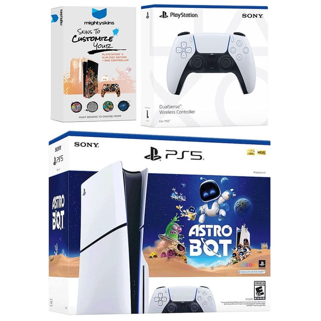 Sony PlayStation 5 Slim Disc PS5 Astro Bot Bundle with Extra Glacier ...