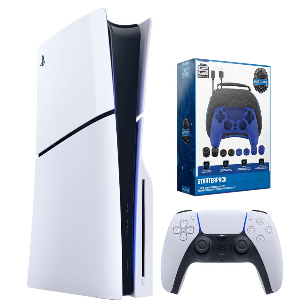 Sony PlayStation 5 Slim Disc PS5 Video Game Console - White Box and Surge 11 Piece Accessory Kit Sony PlayStation 5 Slim Disc PS5 Video Game Console - White Box and Surge 11 Piece Accessory Kit