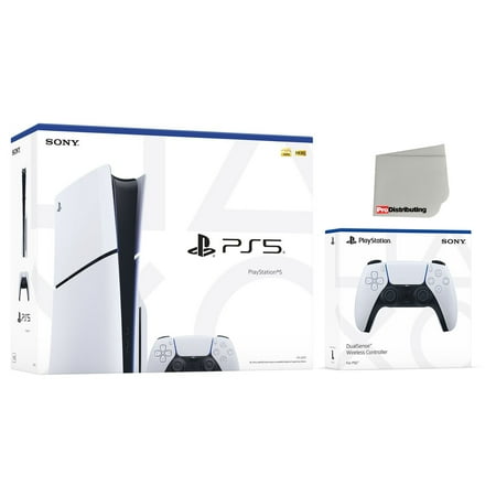 Sony PlayStation 5 Slim Disc PS5 Video Game Console with Extra White Controller