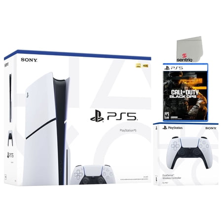 Sony PlayStation 5 Slim Disc PS5 with Call of Duty Black Ops 6 and Extra White Controller Bundle