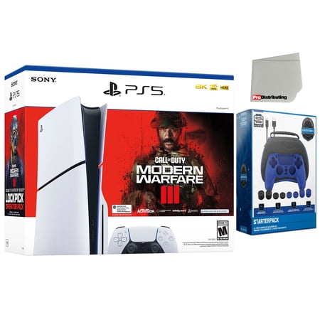 Sony PlayStation 5 Slim w/ Call of Duty Modern Warfare 3 Bundle with Surge Pro Starter Pack, White