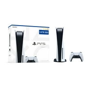 Sony PlayStation 5 Upgraded 1.8TB PCIe Gen 4 NVNe SSD Gaming Console Disc Drive Version, Controller - Original White - PS5 Disc Version JP Region Free