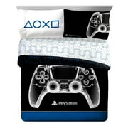 Sony PlayStation Blue & Black 7 Piece Full Bed Set w/ Sham , 100% Microfiber