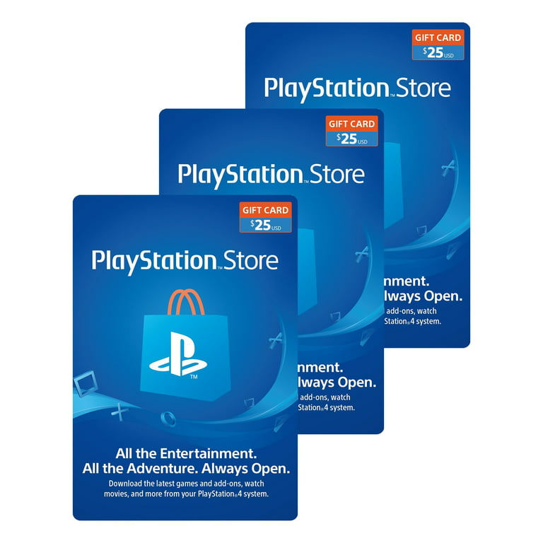 Sony PlayStation Gift $75.00 Multi-Pack (3 x $25.00 cards) - Walmart.com