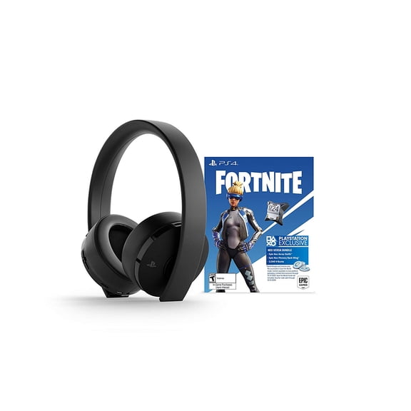 (Open Box) Sony Playstation 4 Fortnite Gold Wireless Headset Bundle, Jet Black
