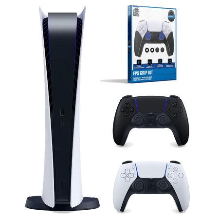 Sony Playstation 5 Digital Edition Console (Japan Import) with Extra Black Controller and Surge FPS Grip Kit With Precision Aiming Rings