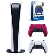 Sony Playstation 5 Digital Edition Console (Japan Import) with Extra Red Controller and Surge Pro Gamer Starter Pack 11-Piece Accessory Kit