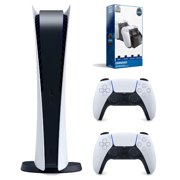 Sony Playstation 5 Digital Edition Console (Japan Import) with Extra White Controller and Surge Dual Controller Charge Dock