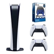 Sony Playstation 5 Digital Edition Console with Extra White Controller and Surge Pro Gamer Starter Pack 11-Piece Accessory Bundle