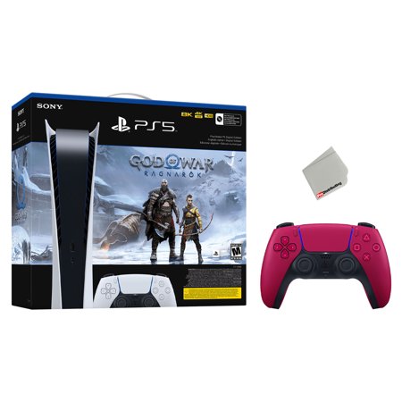Sony Playstation 5 Digital Edition God of War Ragnarök Bundle with Extra Cosmic Red Controller