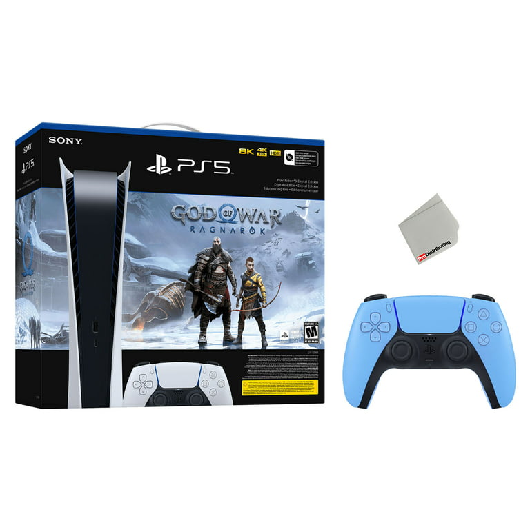 Sony Playstation 5 Digital Edition God of War Ragnarök Bundle with Extra  Starlight Blue Controller 