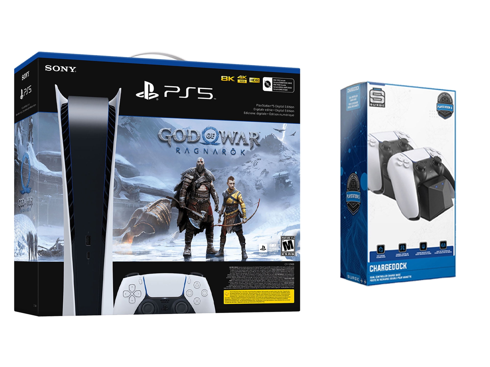 Fingerhut - Sony PlayStation 5 Digital Edition Console Bundle with God of  War: Ragnarok Digital Download Voucher, $25 PlayStation Card and  Accessories Kit