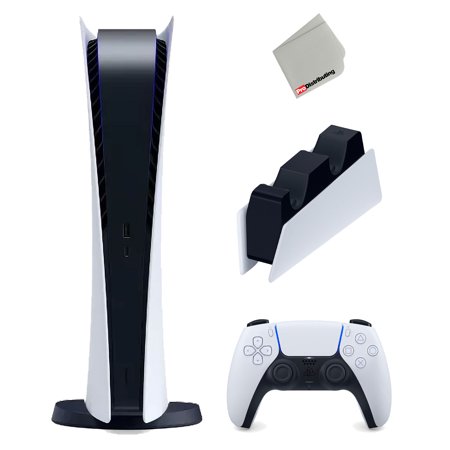 Sony Playstation 5 Digital Version Console (Japan Import) with DualSense Charging Station and Microfiber Cloth