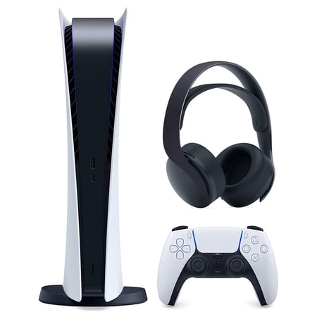 Sony Playstation 5 Digital Version  (Sony PS5 Digital) Console and Black Pulse 3D Headset Bundle