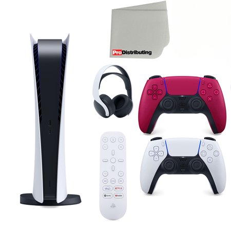 Sony PlayStation 5 Digital Edition with PULSE 3D Wireless Gaming Headset, Cosmic Red