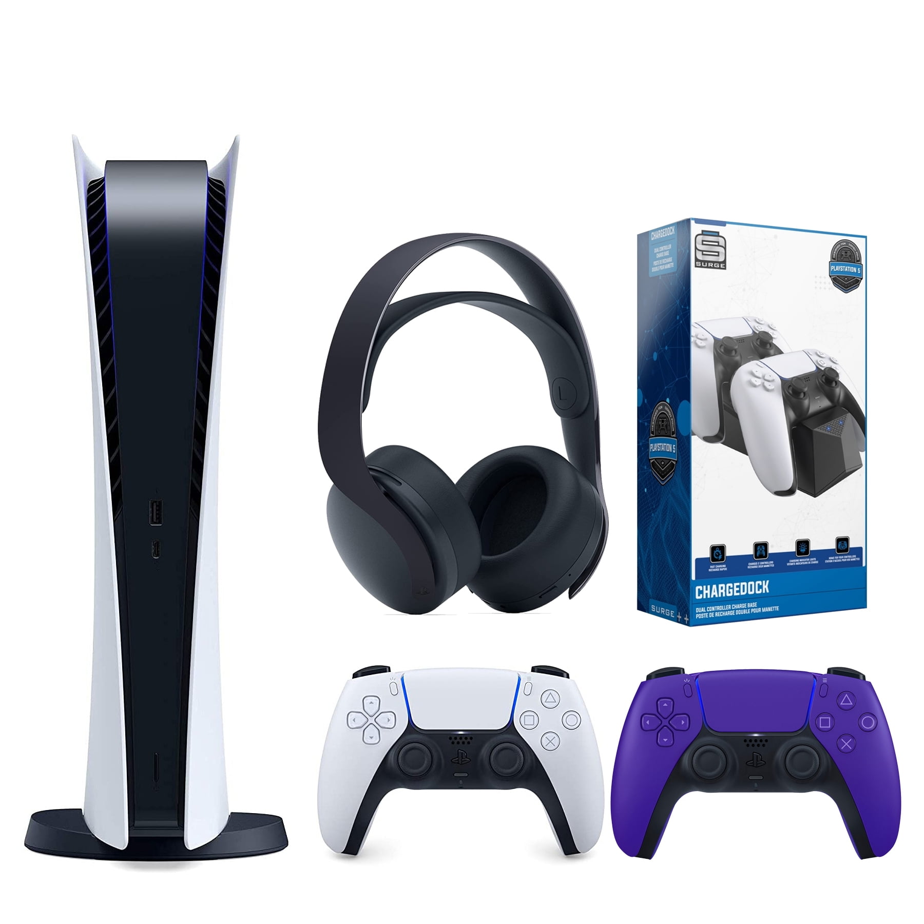 Sony Playstation 5 Digital Version (Sony PS5 Digital) with Extra Galactic  Purple Controller Bundle with Cleaning Cloth