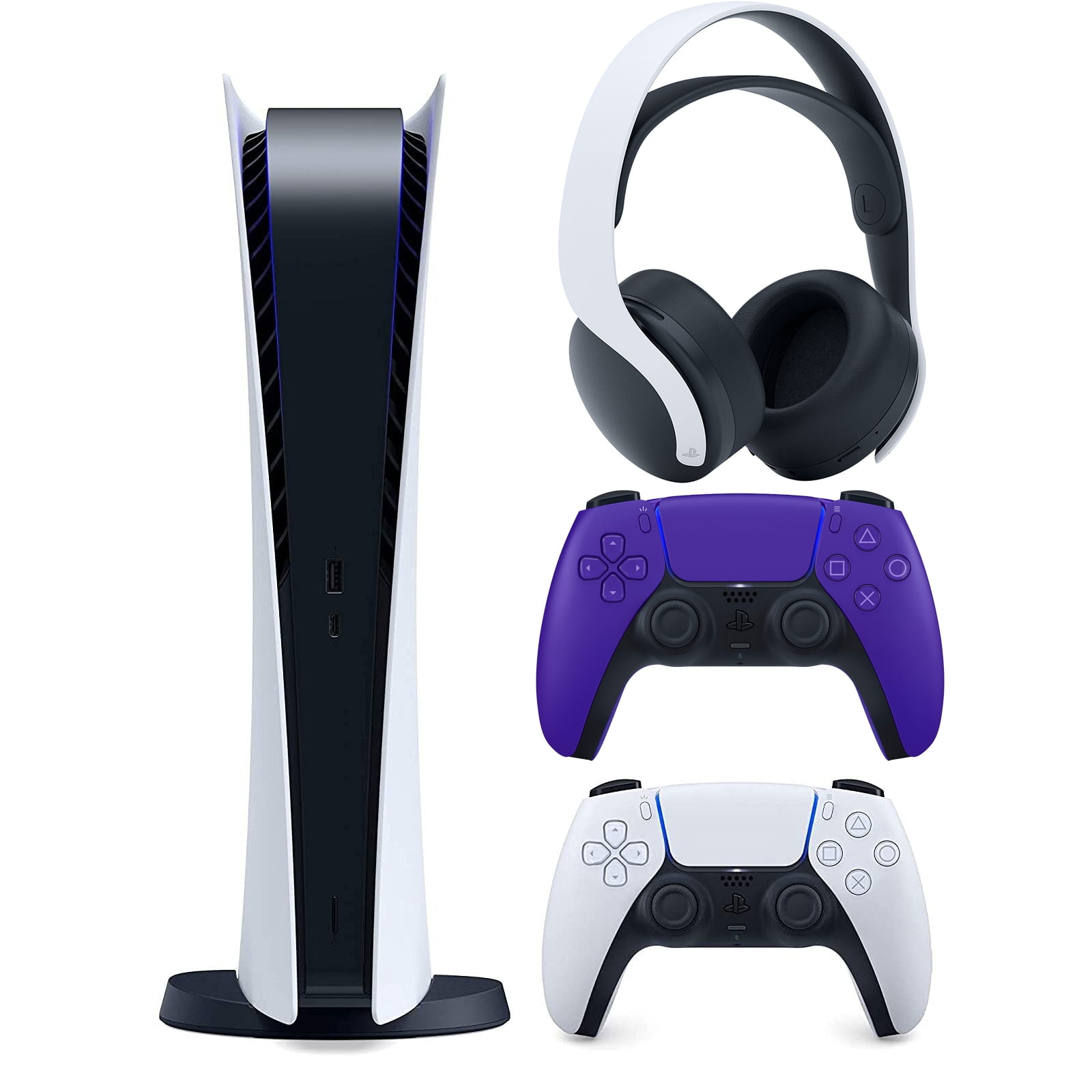 PlayStation VR2 and PlayStation_PS5 Video Game Console (Digital Version)  Combo–with Extra Galactic Purple Dualsense Controller