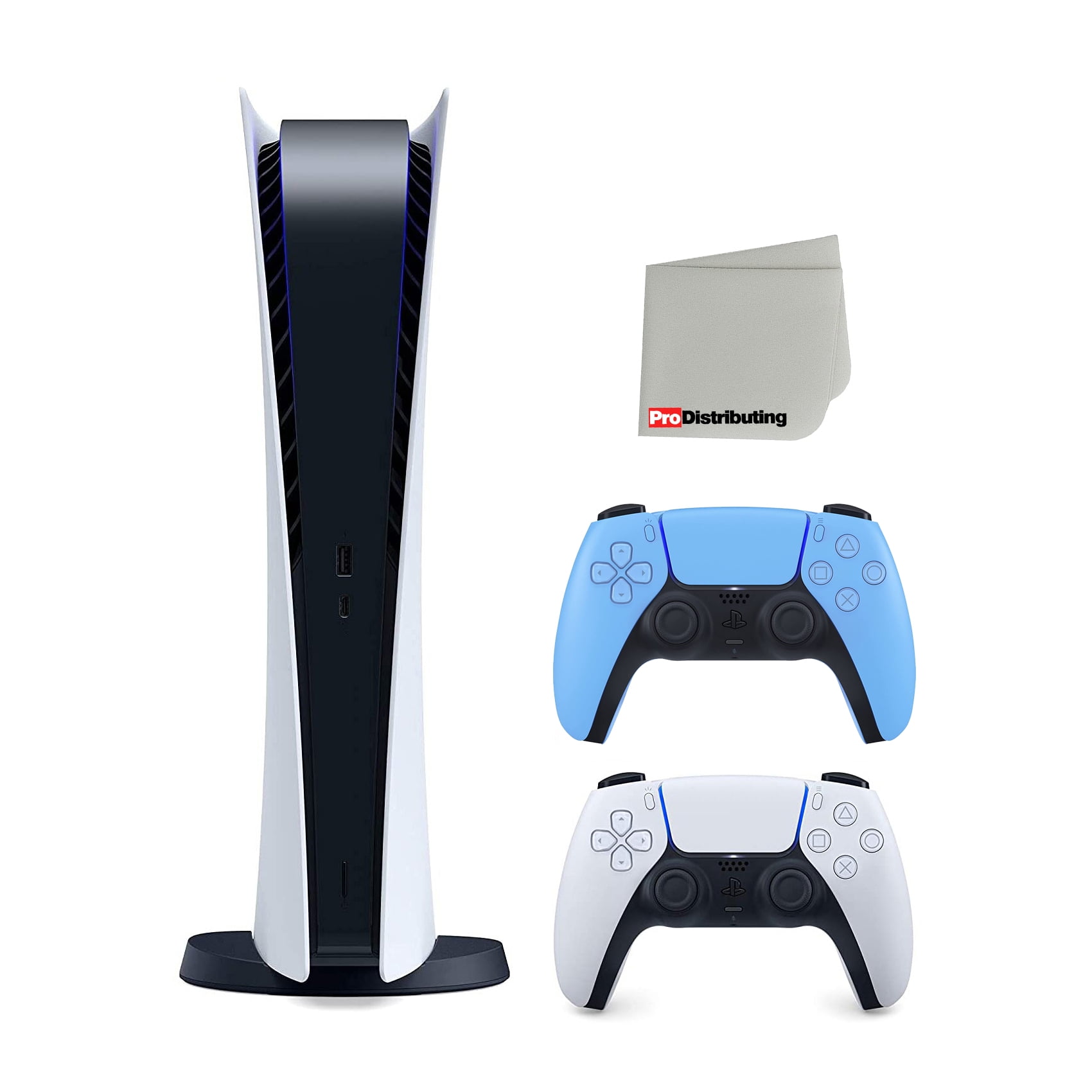 Sony Playstation 5 Digital Version (Sony PS5 Digital) with Extra Starlight  Blue Controller Bundle and Cleaning Cloth