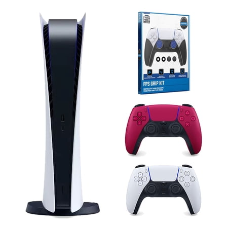 Sony Playstation 5 Digital with Extra Controller and Surge FPS Grip Kit - Cosmic Red