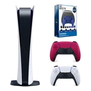 Sony Playstation 5 Digital with Extra Controller and Surge Gamer Starter Pack - Cosmic Red