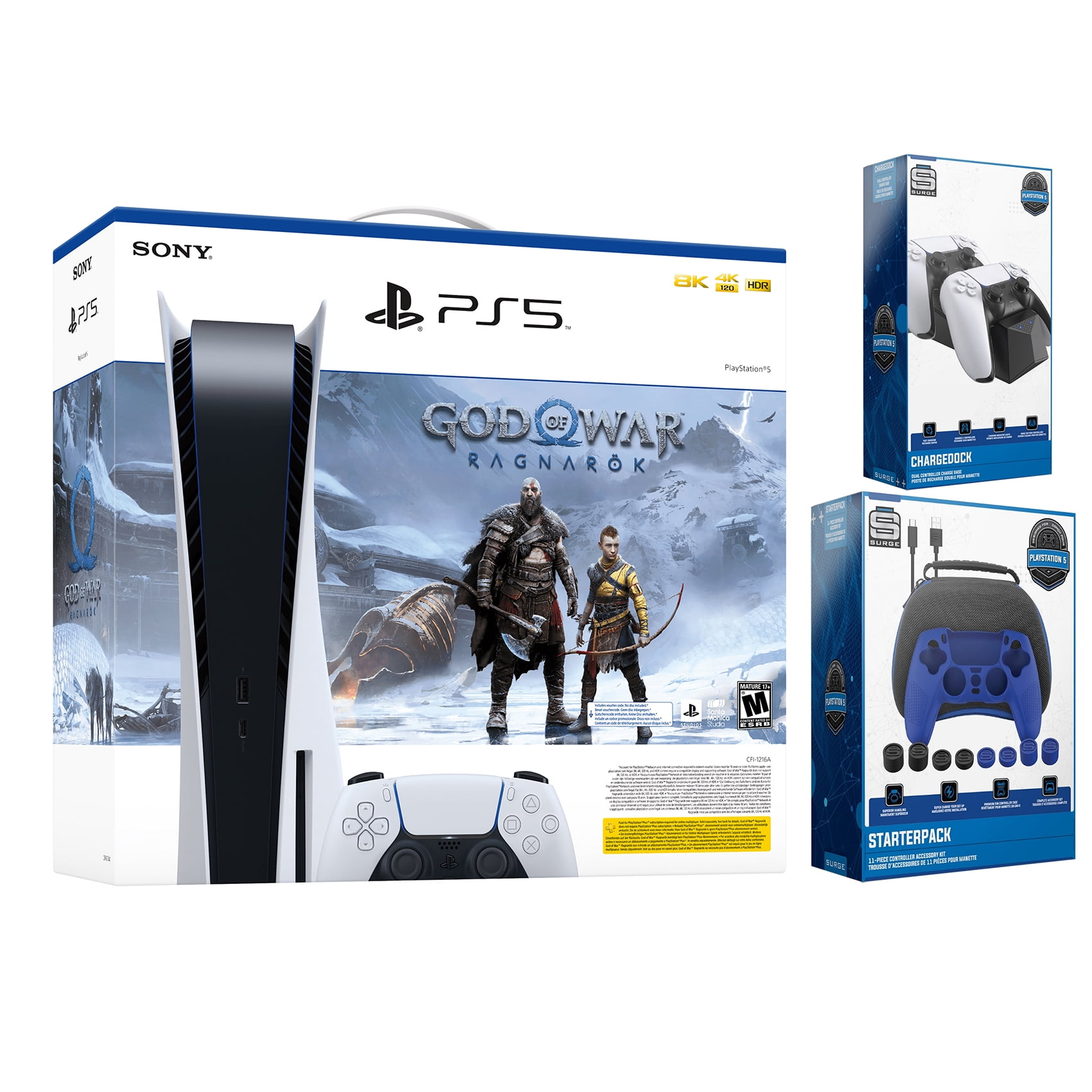 Sony Playstation 5 DIGITAL EDITION Console with Dual Charging Dock Station  and ControlGrip Player Pack Bundle 