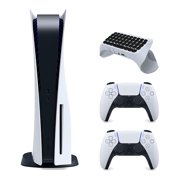 Sony Playstation 5 Disc Edition with Extra Controller and Surge Keypad Bundle - Glacier White