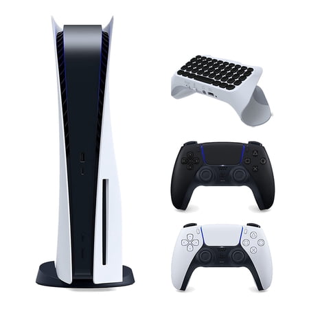 Sony Playstation 5 Disc Edition with Extra Controller and Surge Keypad Bundle - Midnight Black