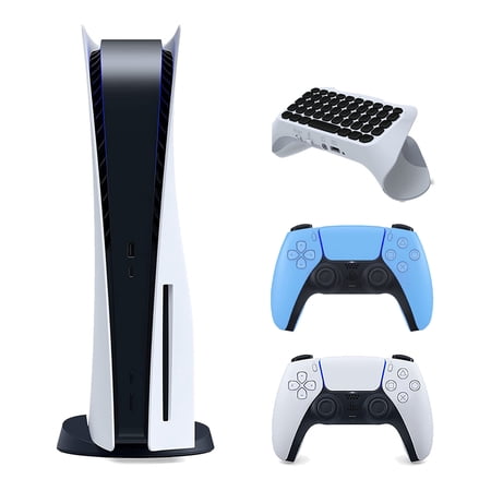 Sony Playstation 5 Disc Edition with Extra Controller and Surge Keypad Bundle - Starlight Blue